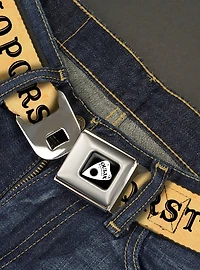 Ouija Board Letters and Elements Tan Black Seatbelt Buckle Belt