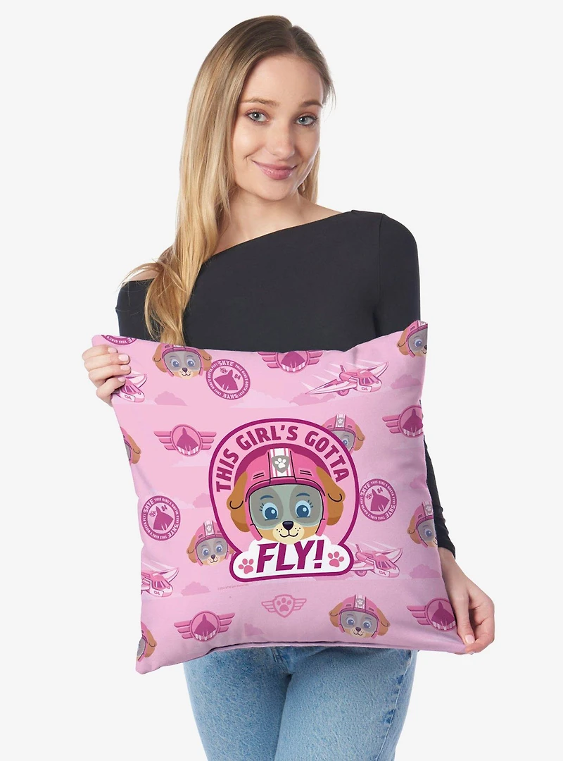 Paw Patrol Skye Badge Pattern Throw Pillow