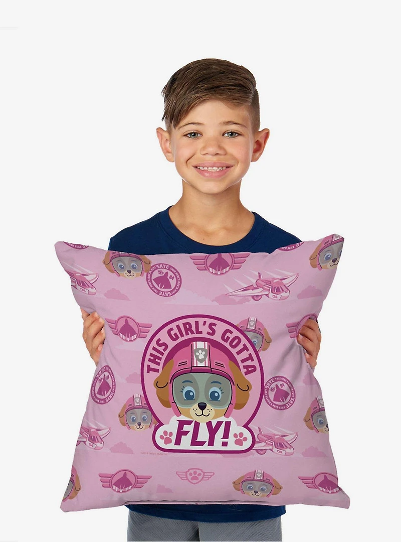 Paw Patrol Skye Badge Pattern Throw Pillow