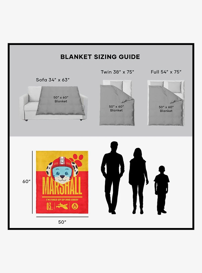 Paw Patrol Marshall Fired Up Silk Touch Sherpa Throw Blanket