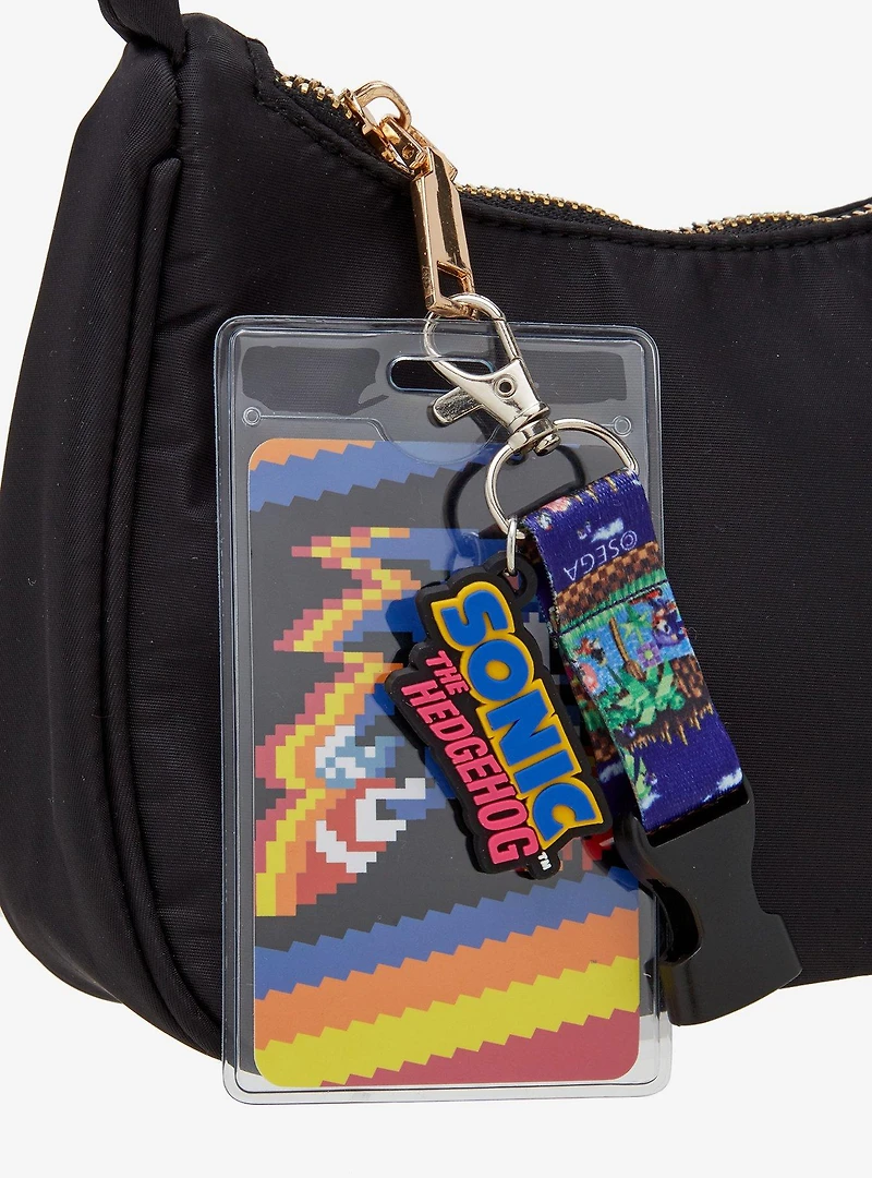 Sonic The Hedgehog Pixel Scene Lanyard