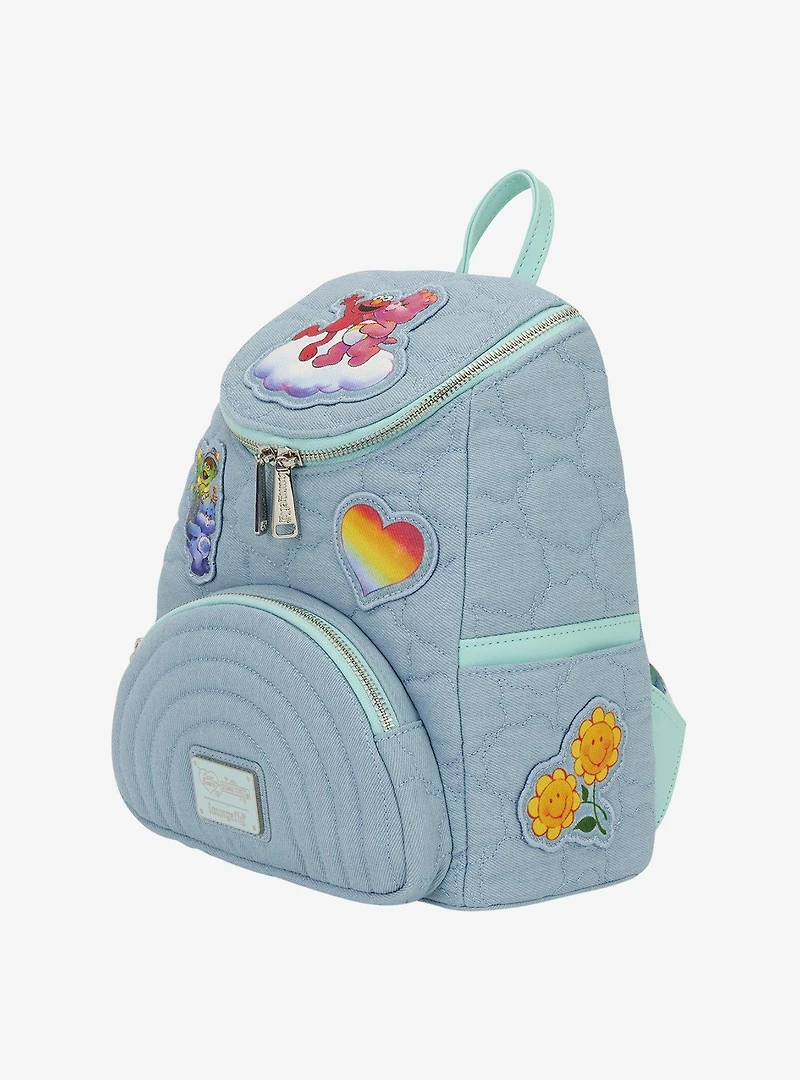 Loungefly Care Bears x Sesame Street Denim Quilted Mini Backpack with Coin Purse