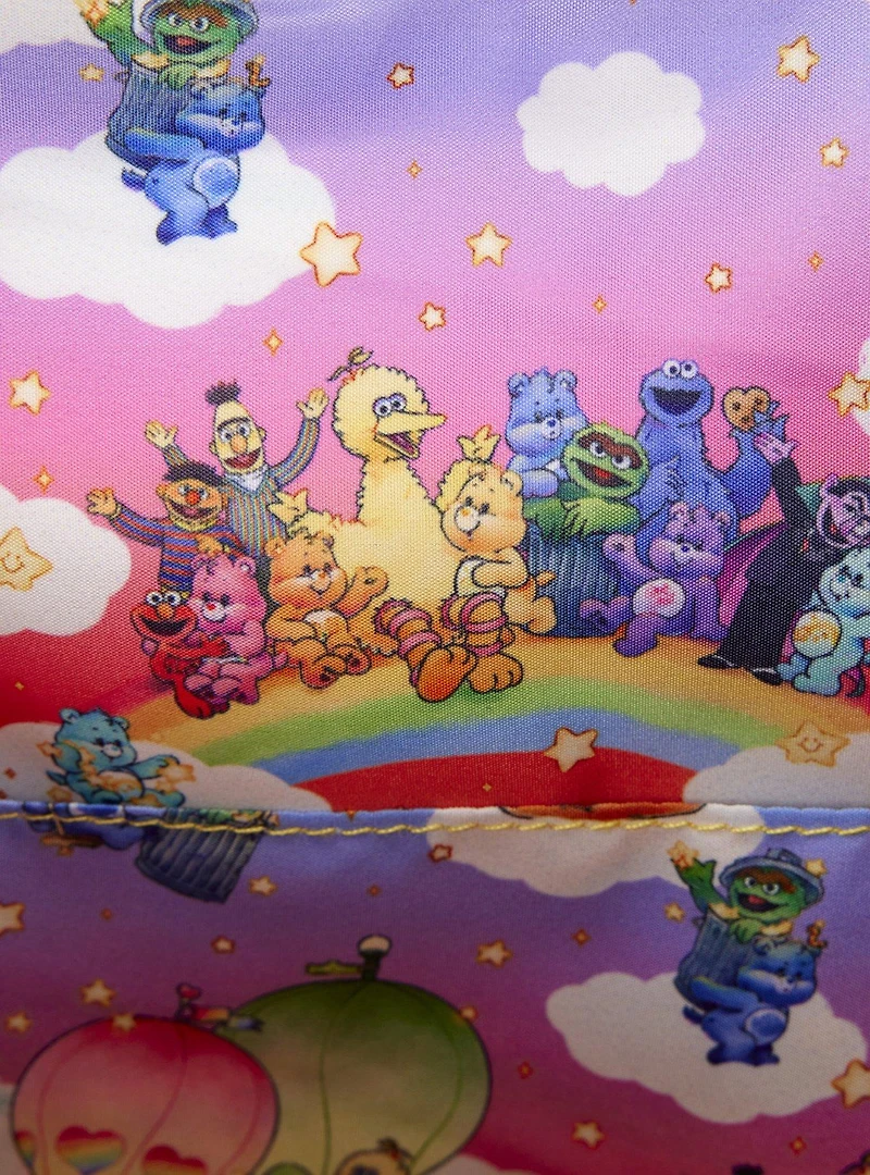 Loungefly Care Bears x Sesame Street Denim Quilted Mini Backpack with Coin Purse