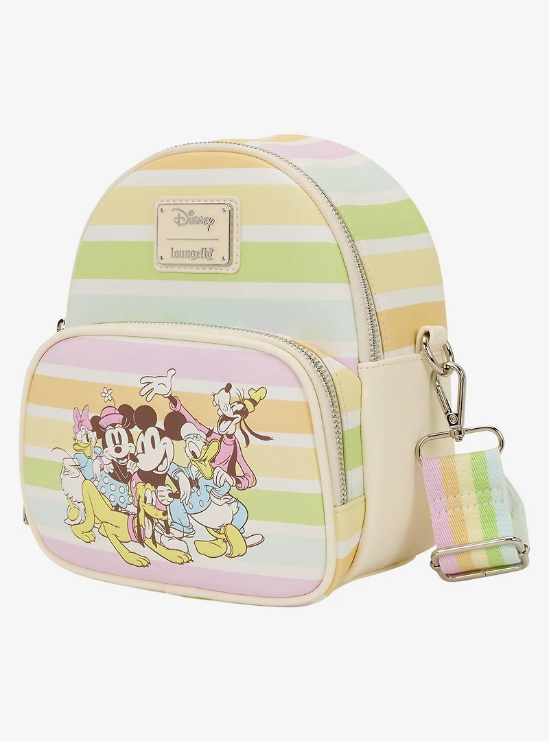 Loungefly Disney Mickey & Friends Rainbow Stripe Convertible Mini Backpack