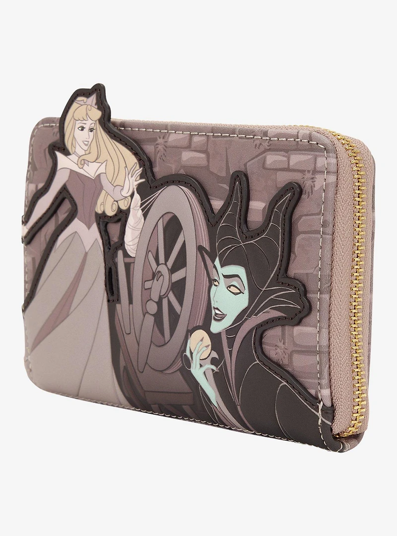 Loungefly Disney Sleeping Beauty Aurora & Maleficent Spinning Wheel Wallet