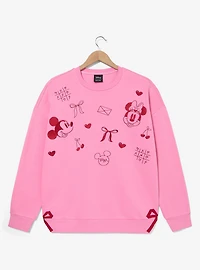 Disney Mickey & Minnie Valentine's Day Pink Crewneck — BoxLunch Exclusive