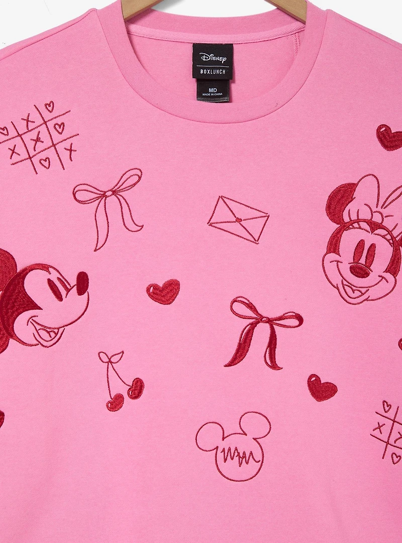 Disney Mickey & Minnie Valentine's Day Pink Crewneck — BoxLunch Exclusive