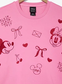 Disney Mickey & Minnie Valentine's Day Pink Crewneck — BoxLunch Exclusive
