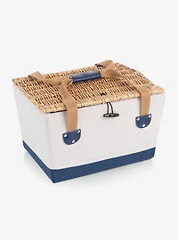 Boardwalk Beige Canvas and Navy Blue Picnic Basket For 2