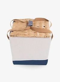 Boardwalk Beige Canvas and Navy Blue Picnic Basket For 2