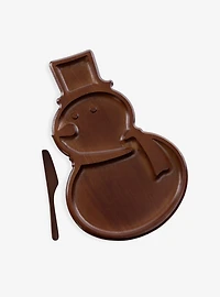 Reversible Snowman Sectioned Serving Tray With Knife
