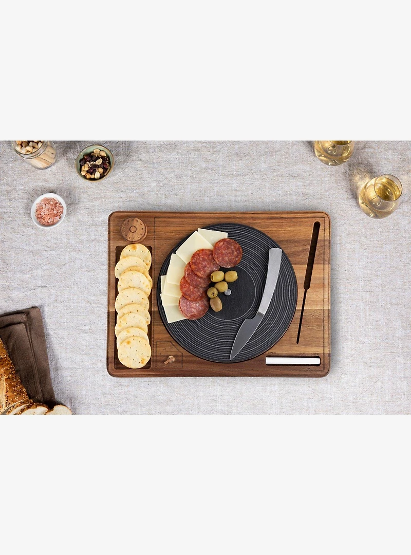 Turntable Acacia and Slate Cheese Board With Knife