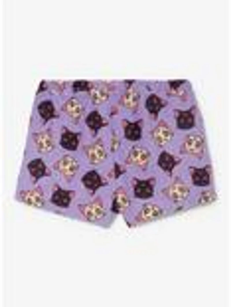 Sailor Moon Luna & Artemis Allover Print Plush Women's Plus Sleep Shorts - BoxLunch Exclusive