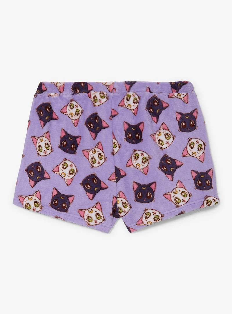 Sailor Moon Luna & Artemis Allover Print Plush Women's Plus Sleep Shorts - BoxLunch Exclusive