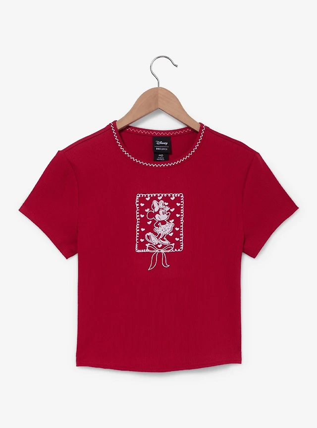 Disney Minnie Mouse Hearts Women's Baby Tee — BoxLunch Exclusive