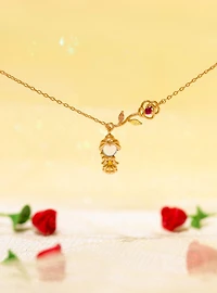 Girls Crew Disney Beauty and the Beast Belle Rose Necklace — BoxLunch Exclusive
