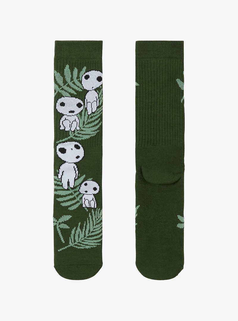 Studio Ghibli® Princess Mononoke Kodama Leaves Allover Print Crew Socks - BoxLunch Exclusive