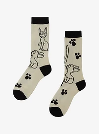 Studio Ghibli® Kiki's Delivery Service Jiji & Paw Prints Allover Print Crew Socks - BoxLunch Exclusive