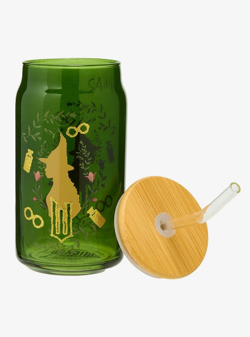 Wicked Elphaba Glitter Icons Glass Cup with Straw - BoxLunch Exclusive