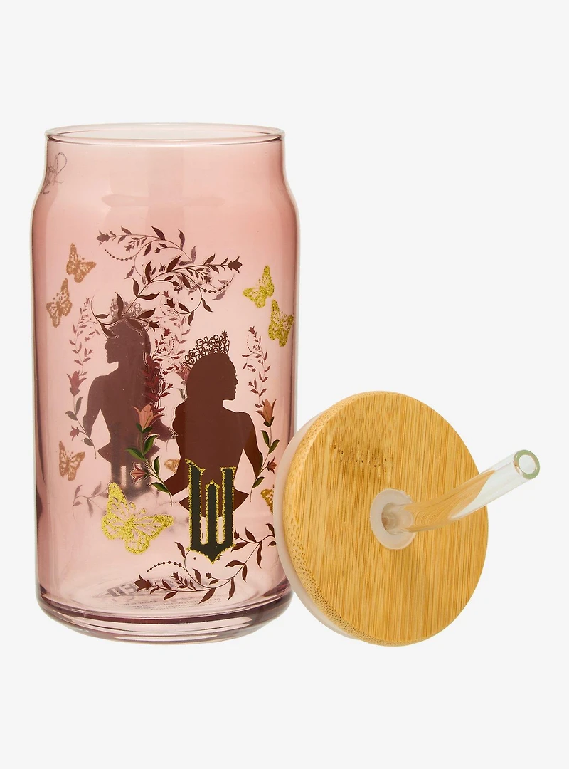 Wicked Glinda Glitter Icons Glass Cup with Straw - BoxLunch Exclusive