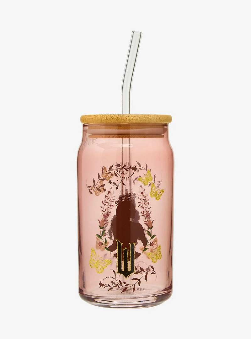 Wicked Glinda Glitter Icons Glass Cup with Straw - BoxLunch Exclusive