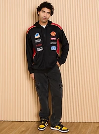 Disney Pixar Cars Lightning McQueen Racing Badges Zippered Hoodie - BoxLunch Exclusive