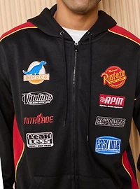 Disney Pixar Cars Lightning McQueen Racing Badges Zippered Hoodie - BoxLunch Exclusive