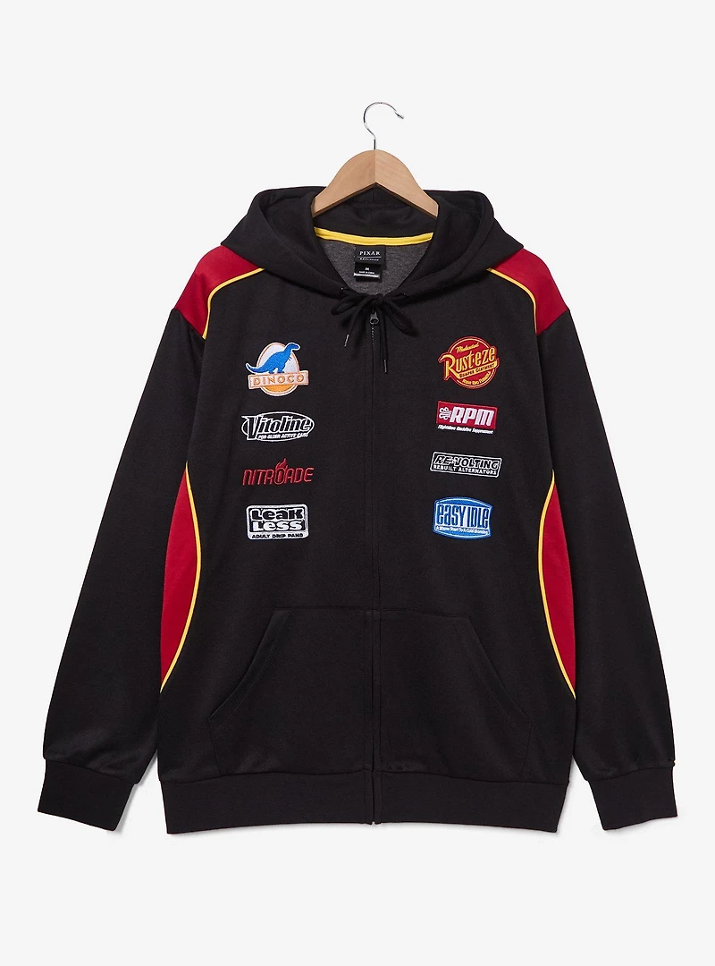 Disney Pixar Cars Lightning McQueen Racing Badges Zippered Hoodie - BoxLunch Exclusive