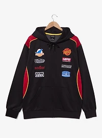 Disney Pixar Cars Lightning McQueen Racing Badges Zippered Hoodie - BoxLunch Exclusive