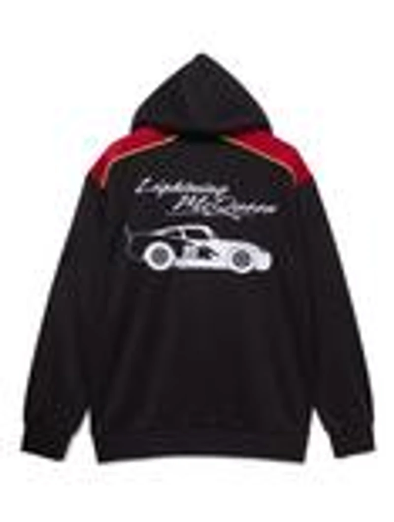 Disney Pixar Cars Lightning McQueen Racing Badges Zippered Hoodie - BoxLunch Exclusive