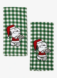 Peanuts Snoopy Santa Gingham Holiday Kitchen Towel Set
