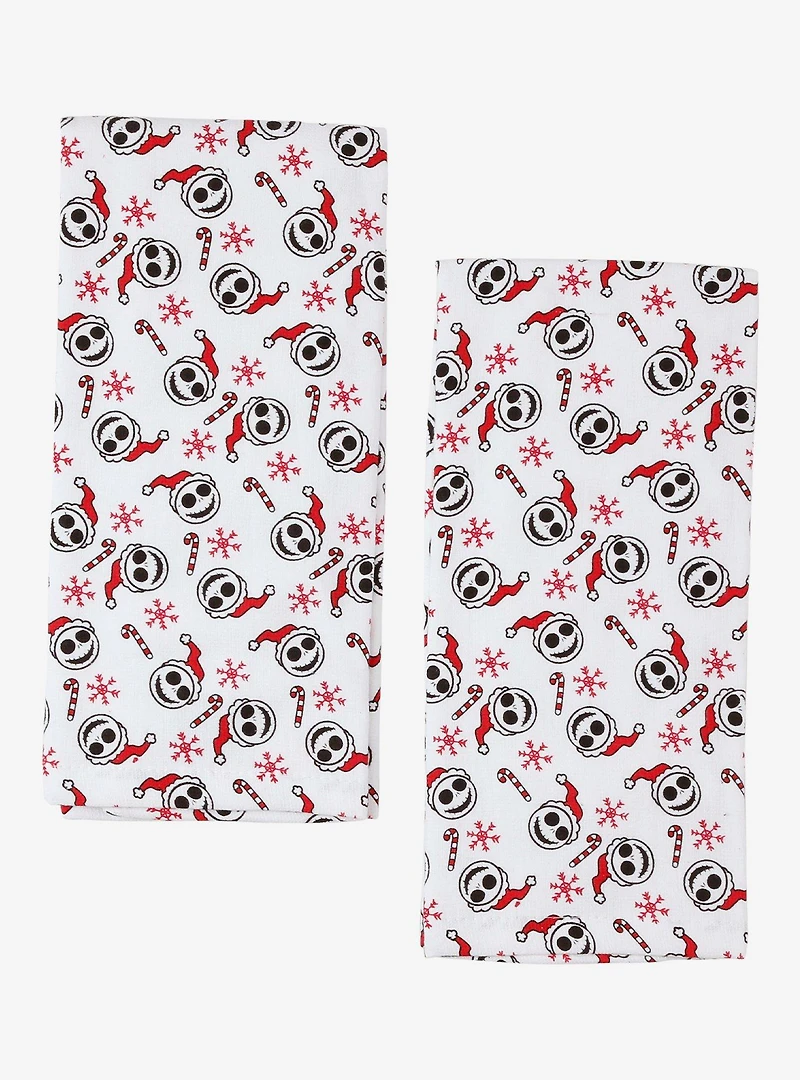 Disney The Nightmare Before Christmas Jack Skellington Candy Cane Holiday Kitchen Towel Set
