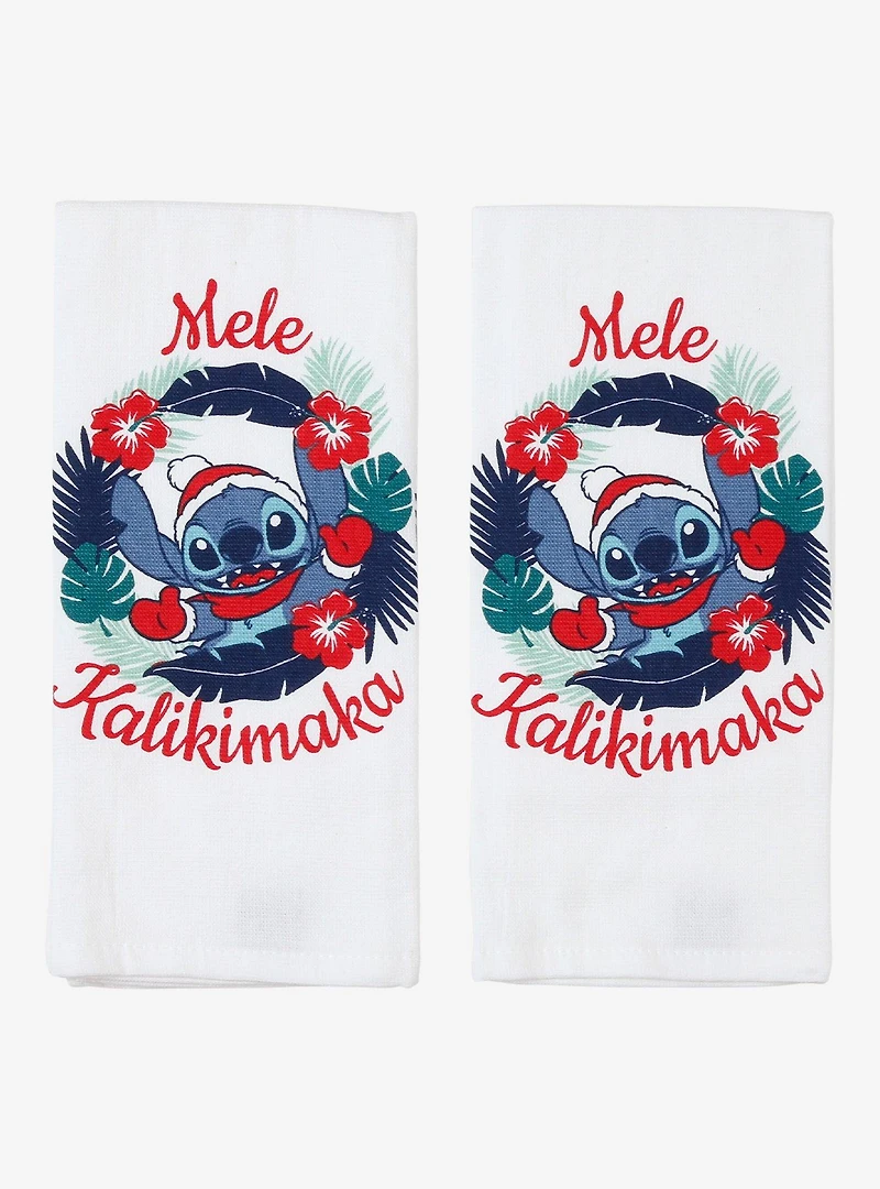 Disney Lilo & Stitch Mele Kalikimaka Holiday Kitchen Towel Set
