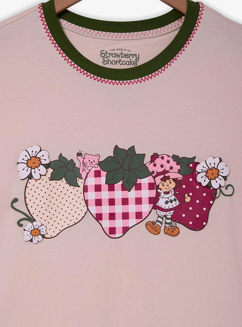 Strawberry Shortcake Patterned Strawberries Women's Slightly Cropped T-Shirt - BoxLunch Exclusive
