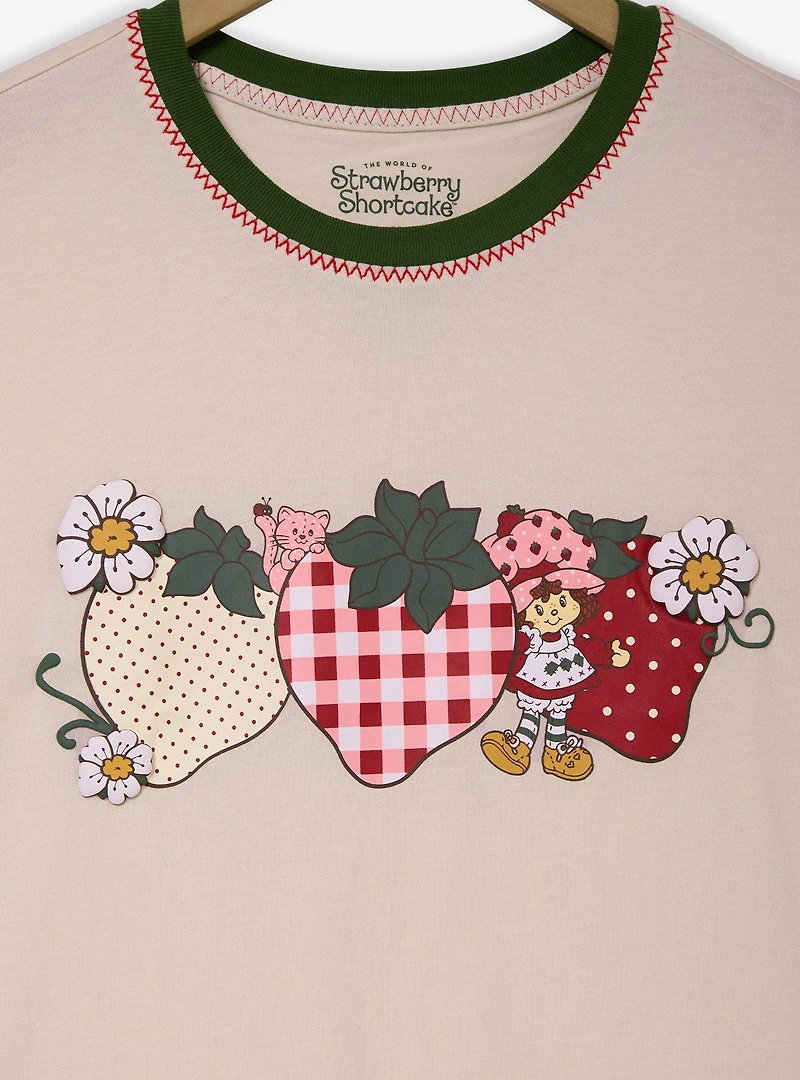 Strawberry Shortcake Patterned Strawberries Women's Slightly Cropped T-Shirt - BoxLunch Exclusive