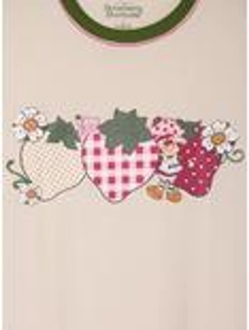 Strawberry Shortcake Patterned Strawberries Women's Plus Slightly Cropped T-Shirt - BoxLunch Exclusive
