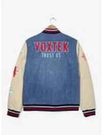 Hazbin Hotel Voxtek Vintage Denim Varsity Jacket — BoxLunch Exclusive