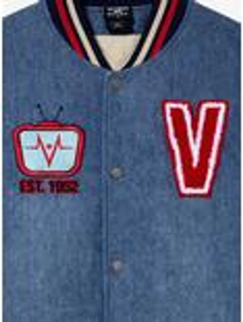 Hazbin Hotel Voxtek Vintage Denim Varsity Jacket — BoxLunch Exclusive