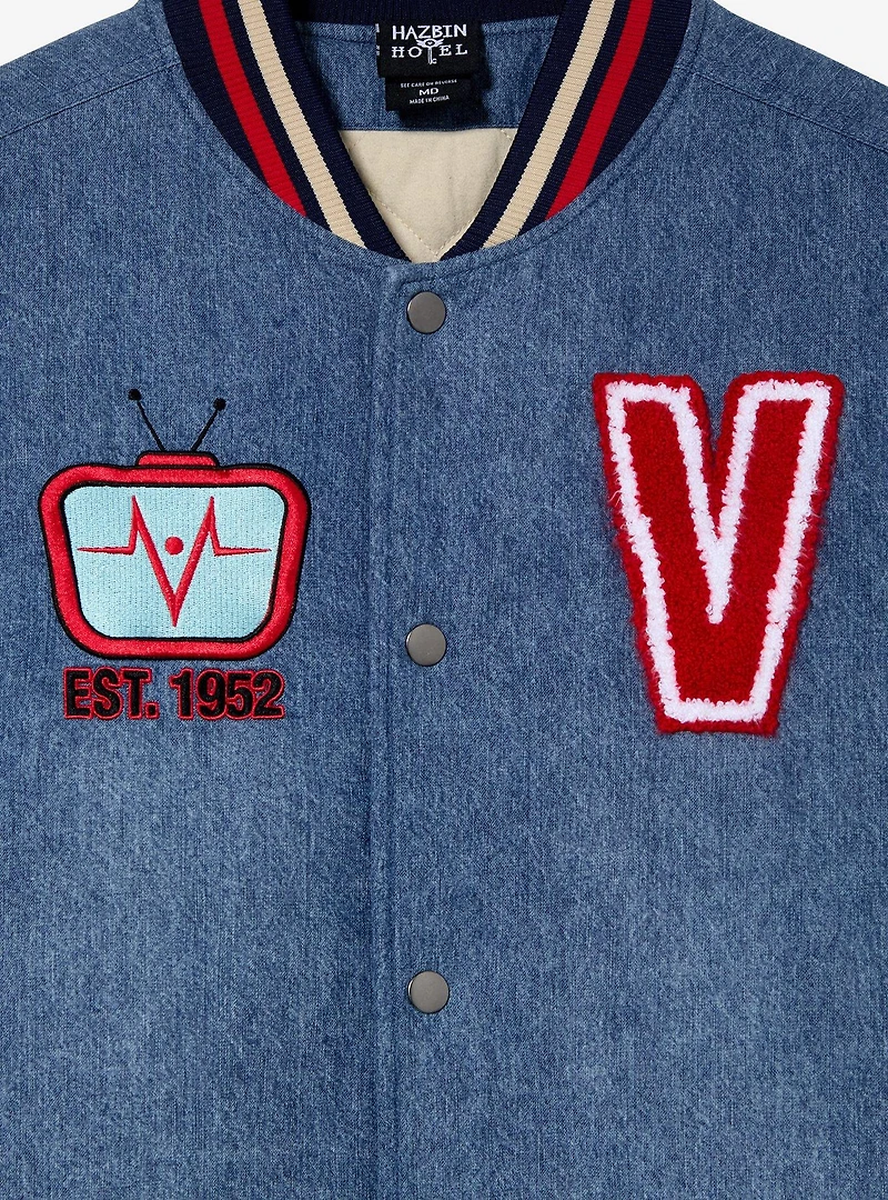Hazbin Hotel Voxtek Vintage Denim Varsity Jacket — BoxLunch Exclusive