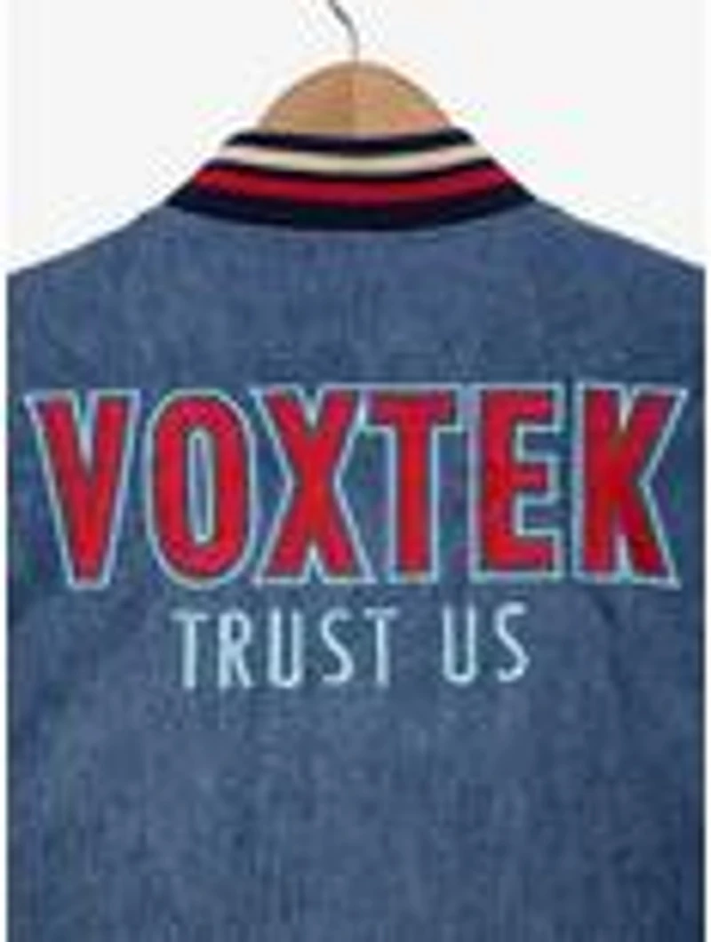Hazbin Hotel Voxtek Vintage Denim Varsity Jacket — BoxLunch Exclusive