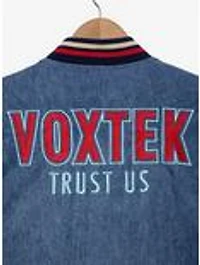 Hazbin Hotel Voxtek Vintage Denim Varsity Jacket — BoxLunch Exclusive