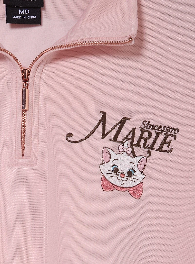 Disney The Aristocats Marie Pink Women's Plus Cropped Quarter Zip Active Crewneck — BoxLunch Exclusive