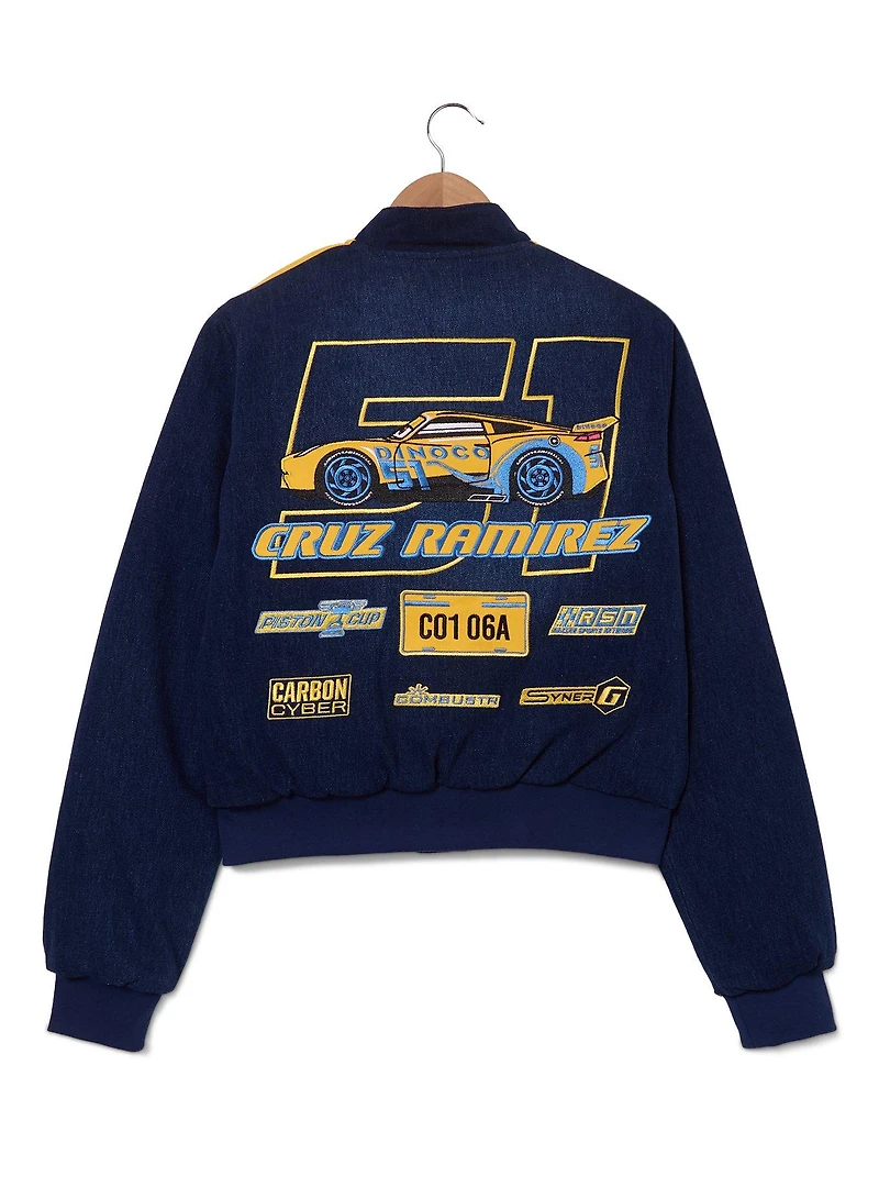 Disney Pixar Cars 3 Cruz Ramirez Women's Cropped Denim Moto Jacket - BoxLunch Exclusive