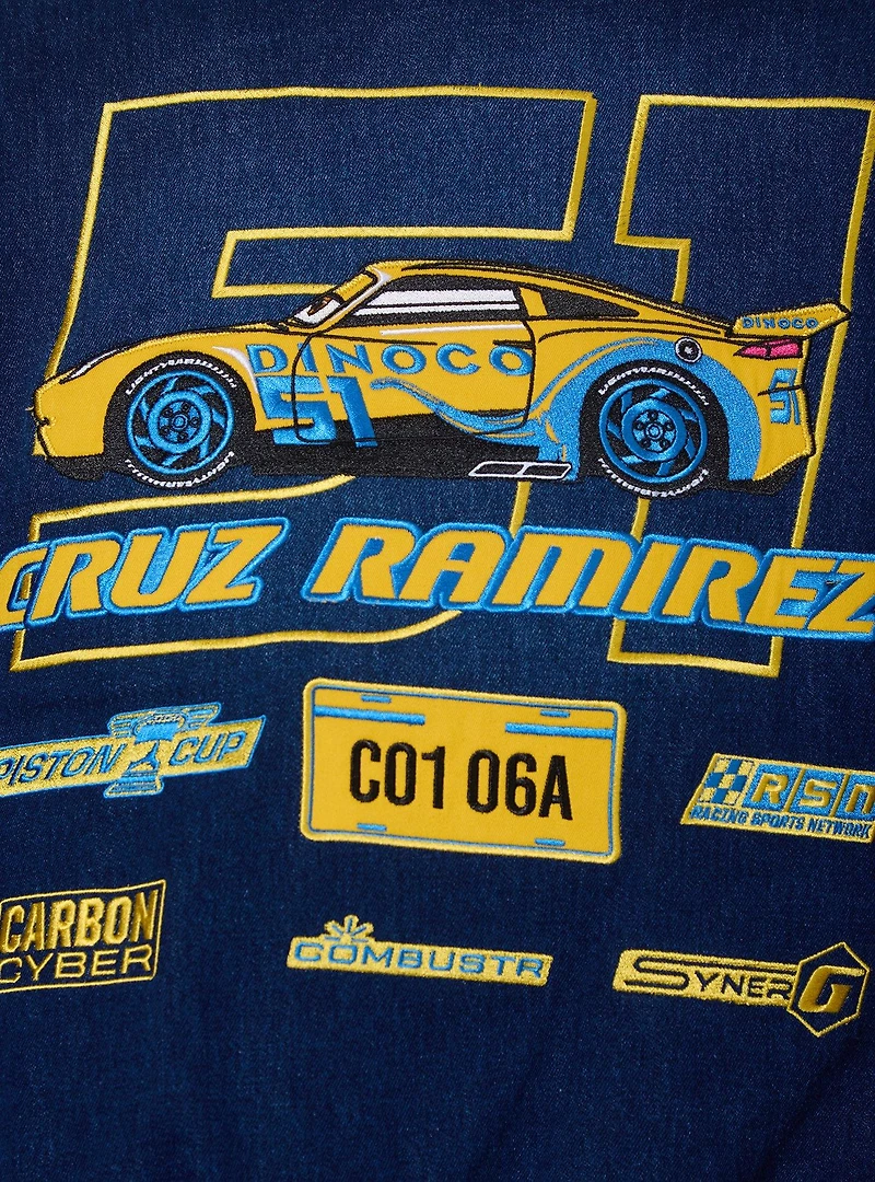 Disney Pixar Cars 3 Cruz Ramirez Women's Plus Cropped Denim Moto Jacket - BoxLunch Exclusive