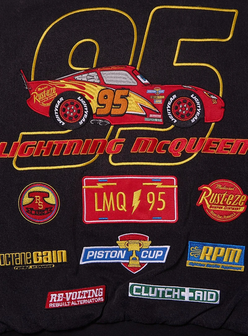 Disney Pixar Cars Lightning McQueen Cropped Women's Plus Denim Moto Jacket - BoxLunch Exclusive