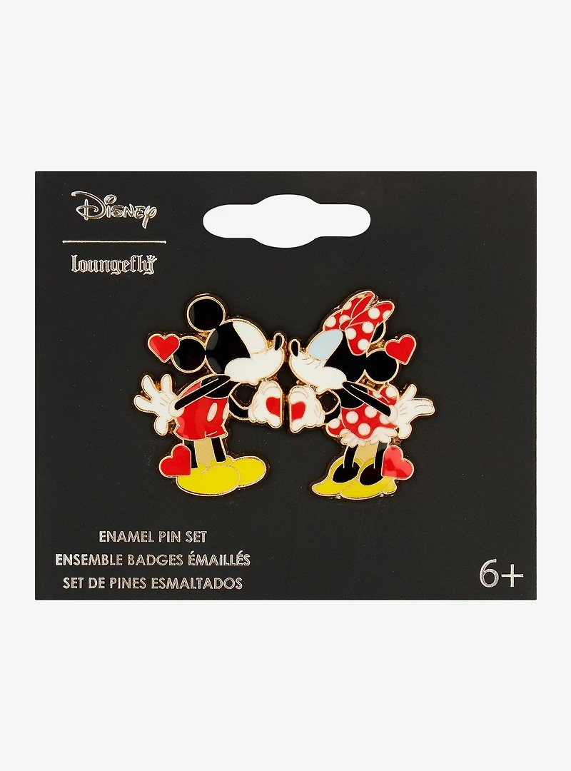 Loungefly Disney Mickey & Minnie Kiss Enamel Pin Set — BoxLunch Exclusive