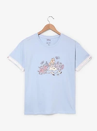 Disney Alice Wonderland Floral Embroidered Women's T-Shirt - BoxLunch Exclusive
