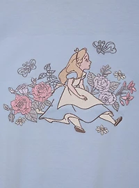 Disney Alice Wonderland Floral Embroidered Women's Plus T-Shirt - BoxLunch Exclusive