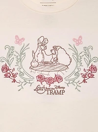 Disney the Lady and Tramp Floral Embroidered Women's T-Shirt - BoxLunch Exclusive