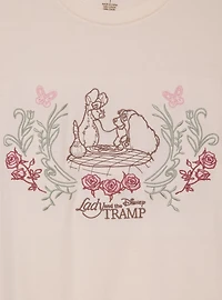Disney the Lady and Tramp Floral Embroidered Women's Plus T-Shirt - BoxLunch Exclusive